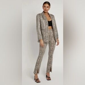 DISSH Women’s Selva Snake Print Split Leg Pants Beige & Black Size 10 Mob Wife